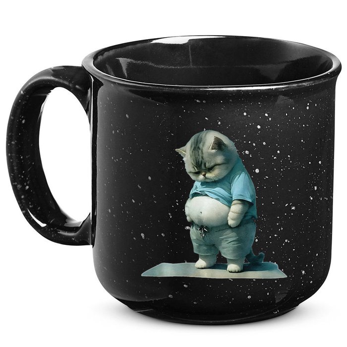 Funny Fat Cat Art Design Print 15oz Campfire Ceramic Mug