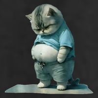 Funny Fat Cat Art Design Print 15oz Campfire Ceramic Mug