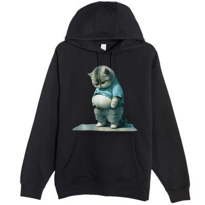 Funny Fat Cat Art Design Print Premium Pullover Hoodie