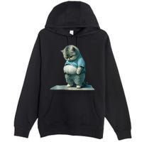 Funny Fat Cat Art Design Print Premium Pullover Hoodie