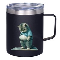 Funny Fat Cat Art Design Print 12oz Stainless Steel Coffee Mug