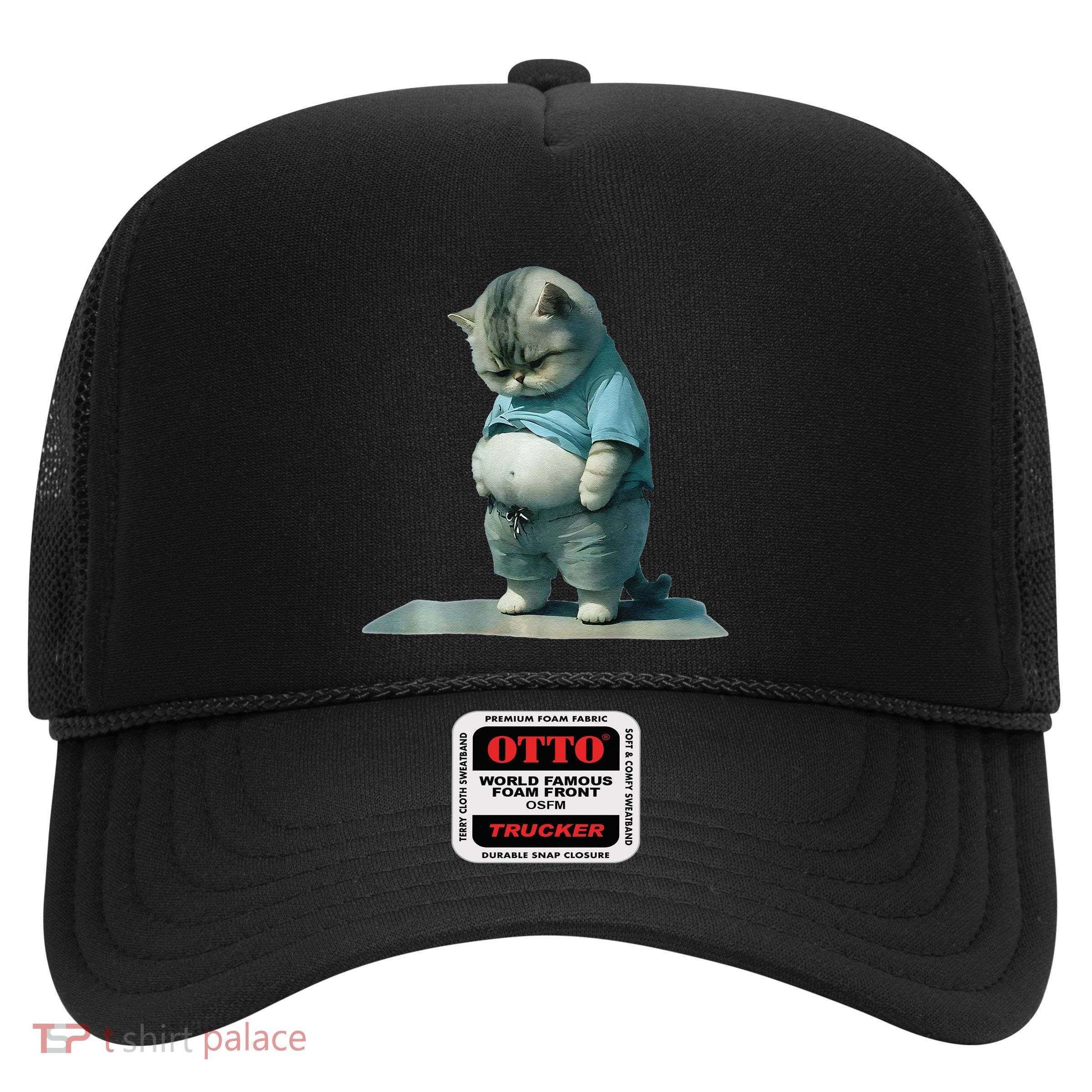 Funny Fat Cat Art Design Print Trucker Hat