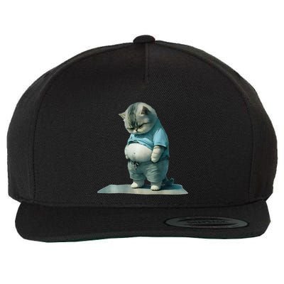 Funny Fat Cat Art Design Print Wool Snapback Cap