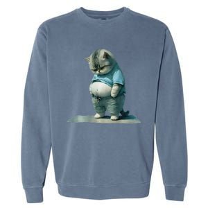 Funny Fat Cat Art Design Print Garment-Dyed Sweatshirt