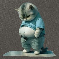 Funny Fat Cat Art Design Print Cotton Canvas Backpack