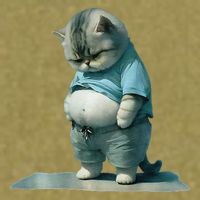 Funny Fat Cat Art Design Print Garment-Dyed Women's Muscle Tee