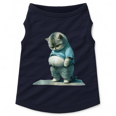 Funny Fat Cat Art Design Print Doggie Tank