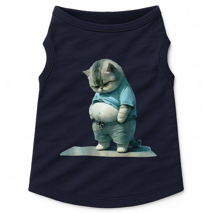 Funny Fat Cat Art Design Print Doggie Tank