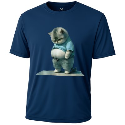 Funny Fat Cat Art Design Print Performance Shirt