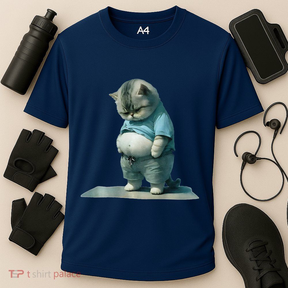 Funny Fat Cat Art Design Print Performance Shirt