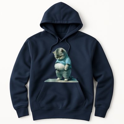 Funny Fat Cat Art Design Print Hoodie