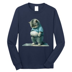 Funny Fat Cat Art Design Print Long Sleeve Shirt