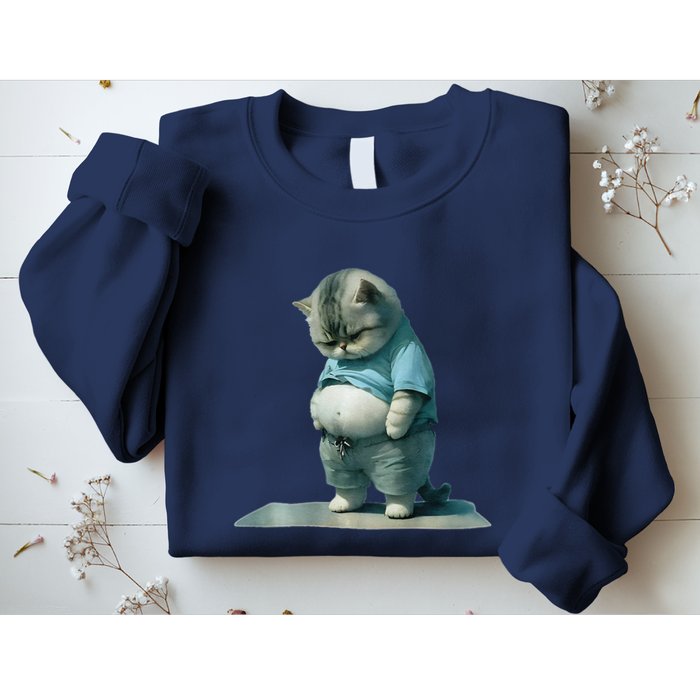 Funny Fat Cat Art Design Print Sweatshirt