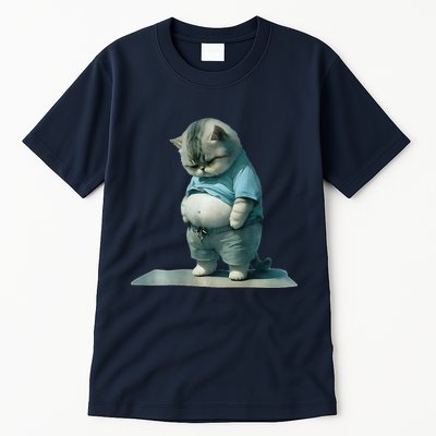 Funny Fat Cat Art Design Print Tall T-Shirt