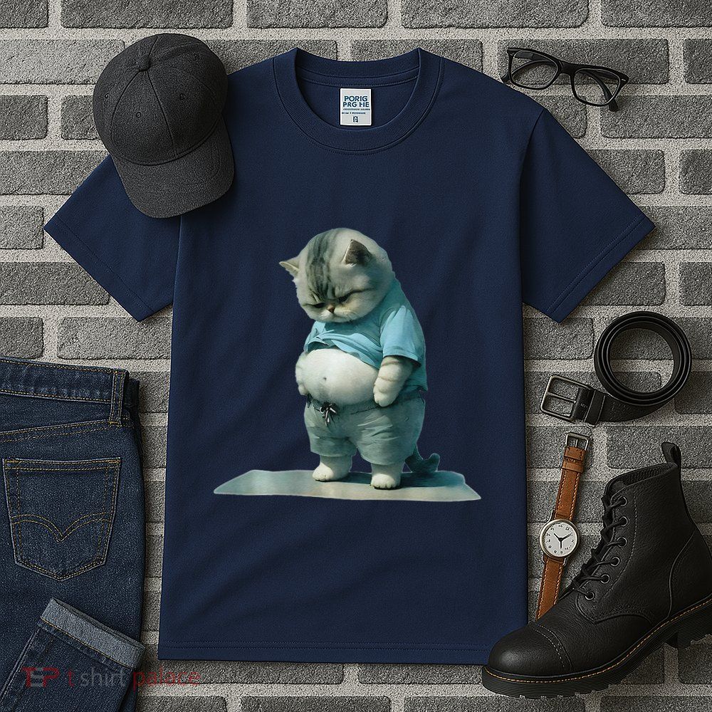 Funny Fat Cat Art Design Print Tall T-Shirt