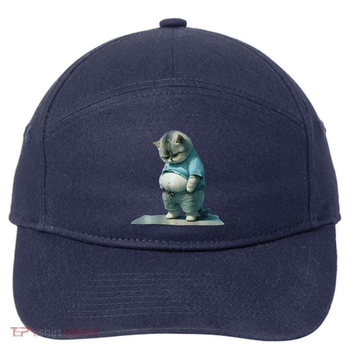 Funny Fat Cat Art Design Print 7-Panel Snapback Hat