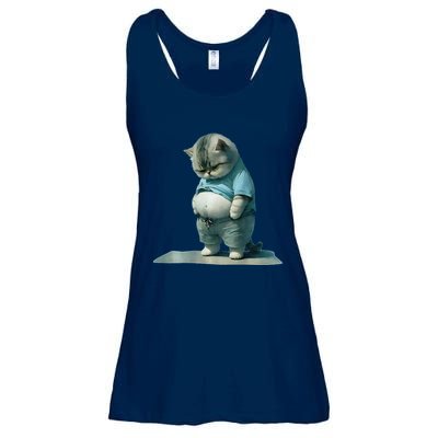 Funny Fat Cat Art Design Print Ladies Essential Flowy Tank