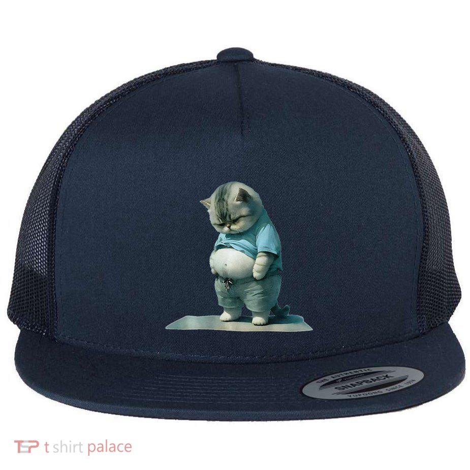 Funny Fat Cat Art Design Print Flatbill Hat