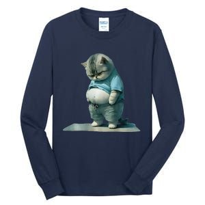 Funny Fat Cat Art Design Print Tall Long Sleeve T-Shirt