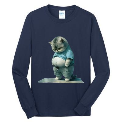 Funny Fat Cat Art Design Print Tall Long Sleeve T-Shirt
