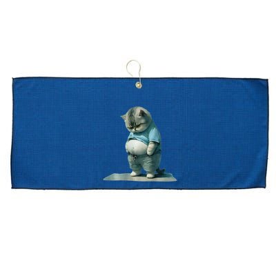 Funny Fat Cat Art Design Print Large Microfiber Waffle Golf Towel