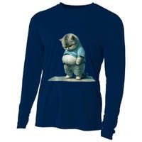 Funny Fat Cat Art Design Print Cooling Performance Long Sleeve Crew