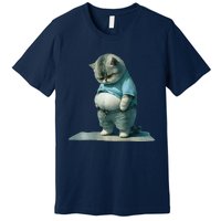 Funny Fat Cat Art Design Print Premium T-Shirt