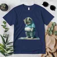 Funny Fat Cat Art Design Print Premium T-Shirt