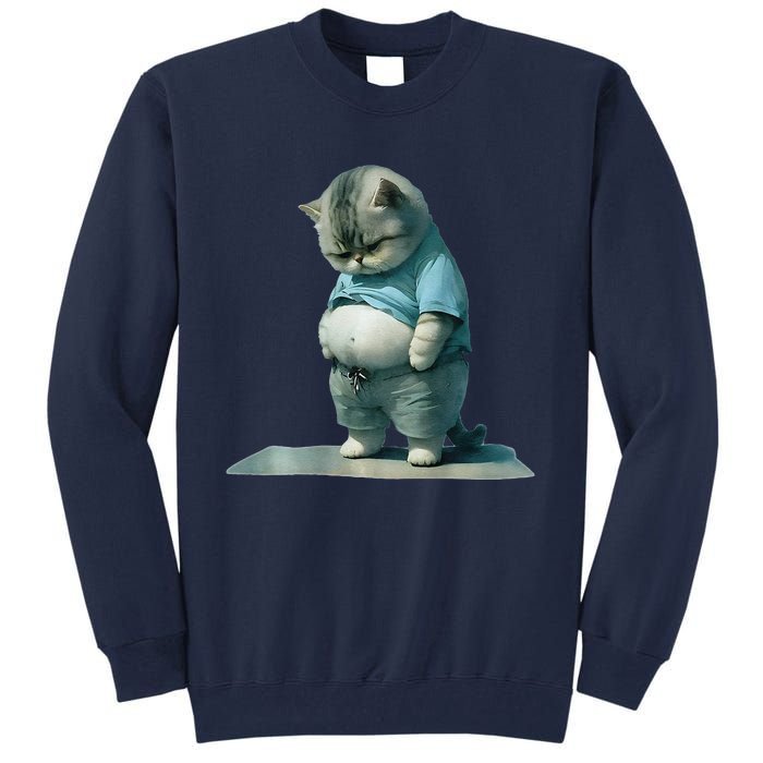 Funny Fat Cat Art Design Print Tall Sweatshirt