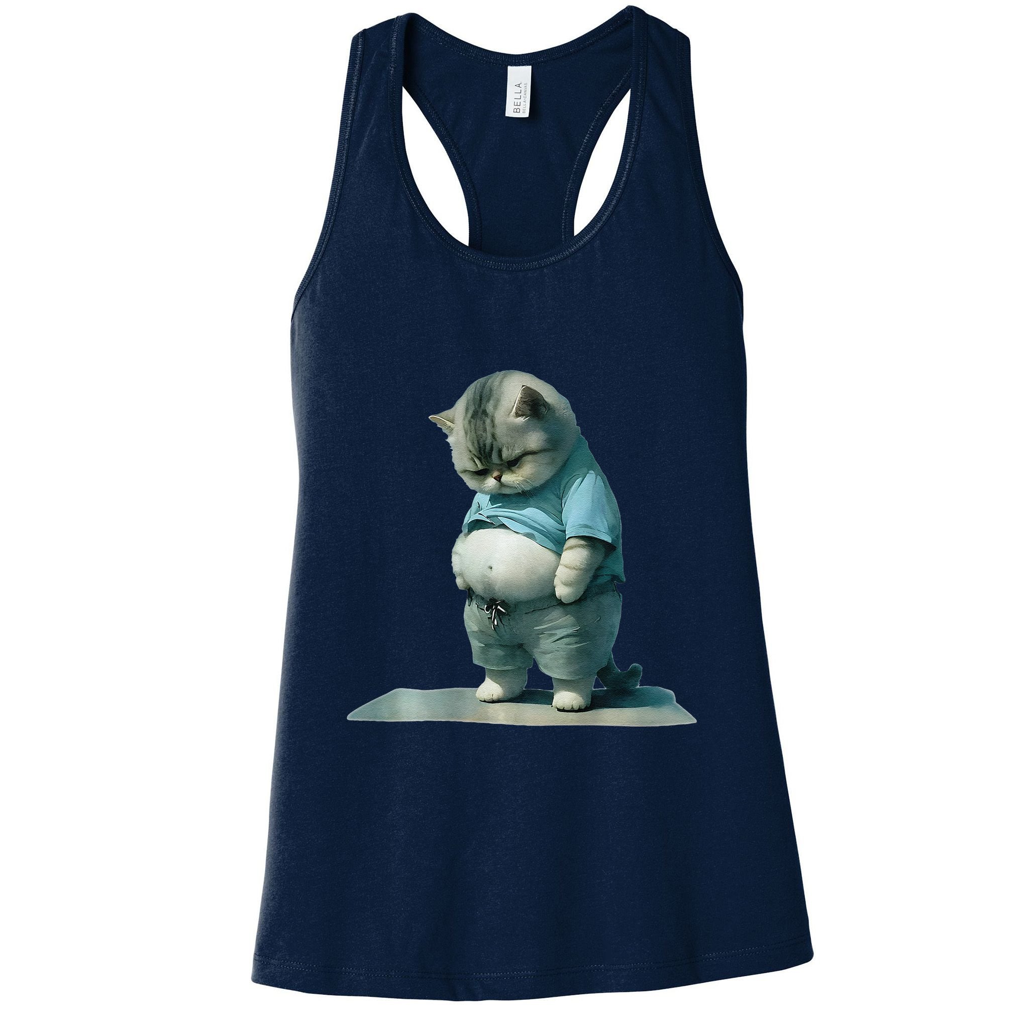 Funny Fat Cat Art Design Print Womens Tank Top