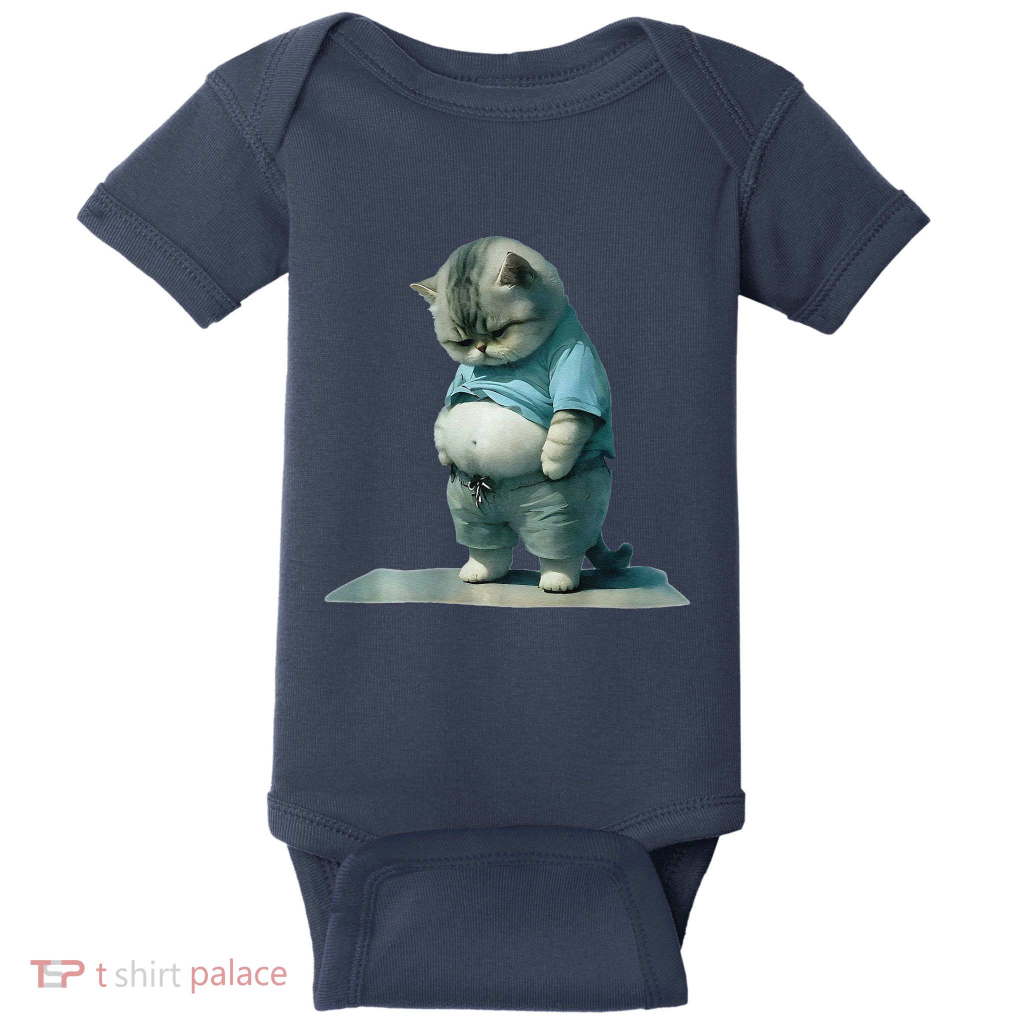Funny Fat Cat Art Design Print Baby Bodysuit