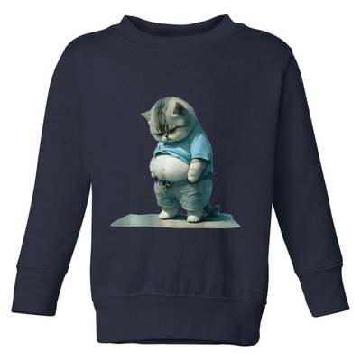 Funny Fat Cat Art Design Print Toddler Sweatshirt
