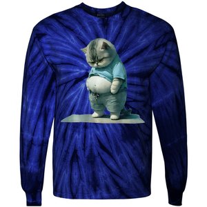 Funny Fat Cat Art Design Print Tie-Dye Long Sleeve Shirt