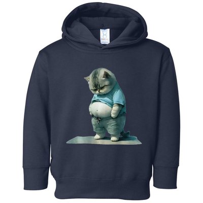 Funny Fat Cat Art Design Print Toddler Hoodie