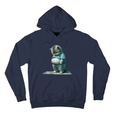 Funny Fat Cat Art Design Print Tall Hoodie