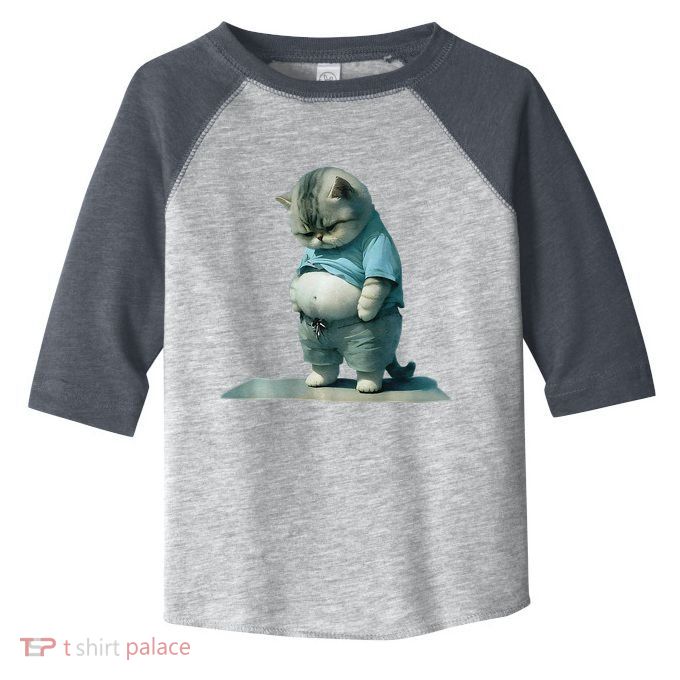 Funny Fat Cat Art Design Print Toddler Fine Jersey T-Shirt