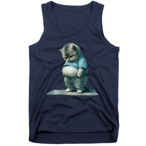 Funny Fat Cat Art Design Print Tank Top