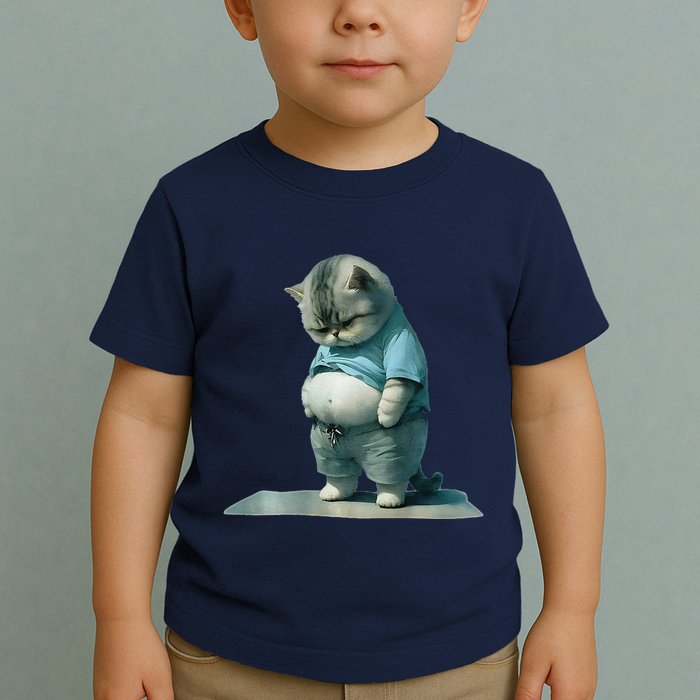 Funny Fat Cat Art Design Print Toddler T-Shirt