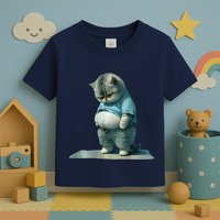 Funny Fat Cat Art Design Print Toddler T-Shirt