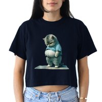 Funny Fat Cat Art Design Print Crop Top