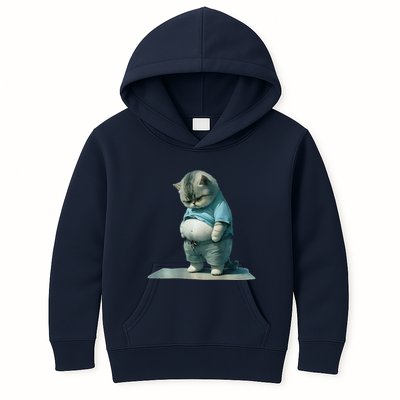 Funny Fat Cat Art Design Print Kids Hoodie