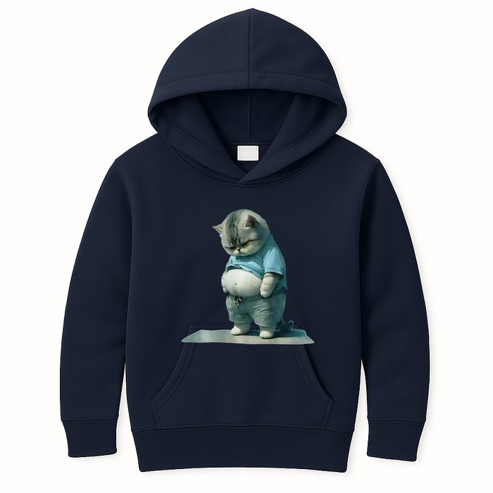 Funny Fat Cat Art Design Print Kids Hoodie