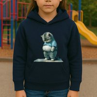 Funny Fat Cat Art Design Print Kids Hoodie