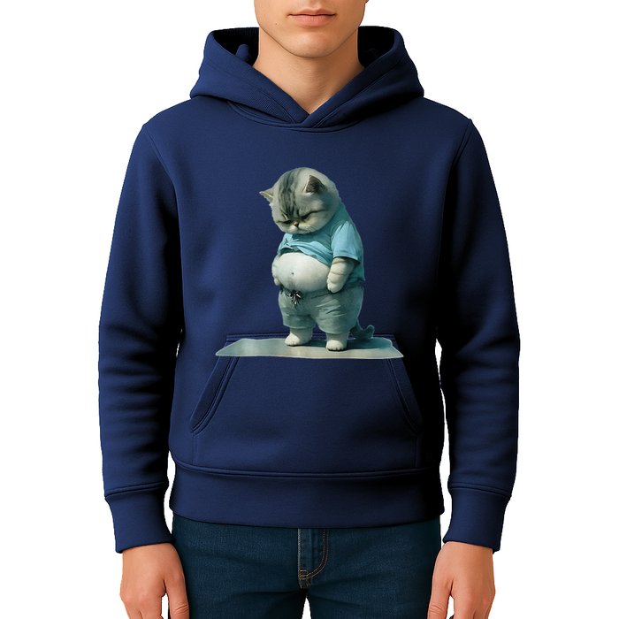 Funny Fat Cat Art Design Print Kids Hoodie