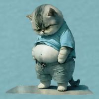 Funny Fat Cat Art Design Print Sueded Cloud Jersey T-Shirt