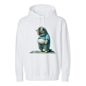 Funny Fat Cat Art Design Print Garment-Dyed Fleece Hoodie