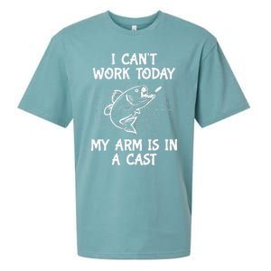 Funny Fishing Cant Work Today My Arm In A Cast Fisherman Sueded Cloud Jersey T-Shirt