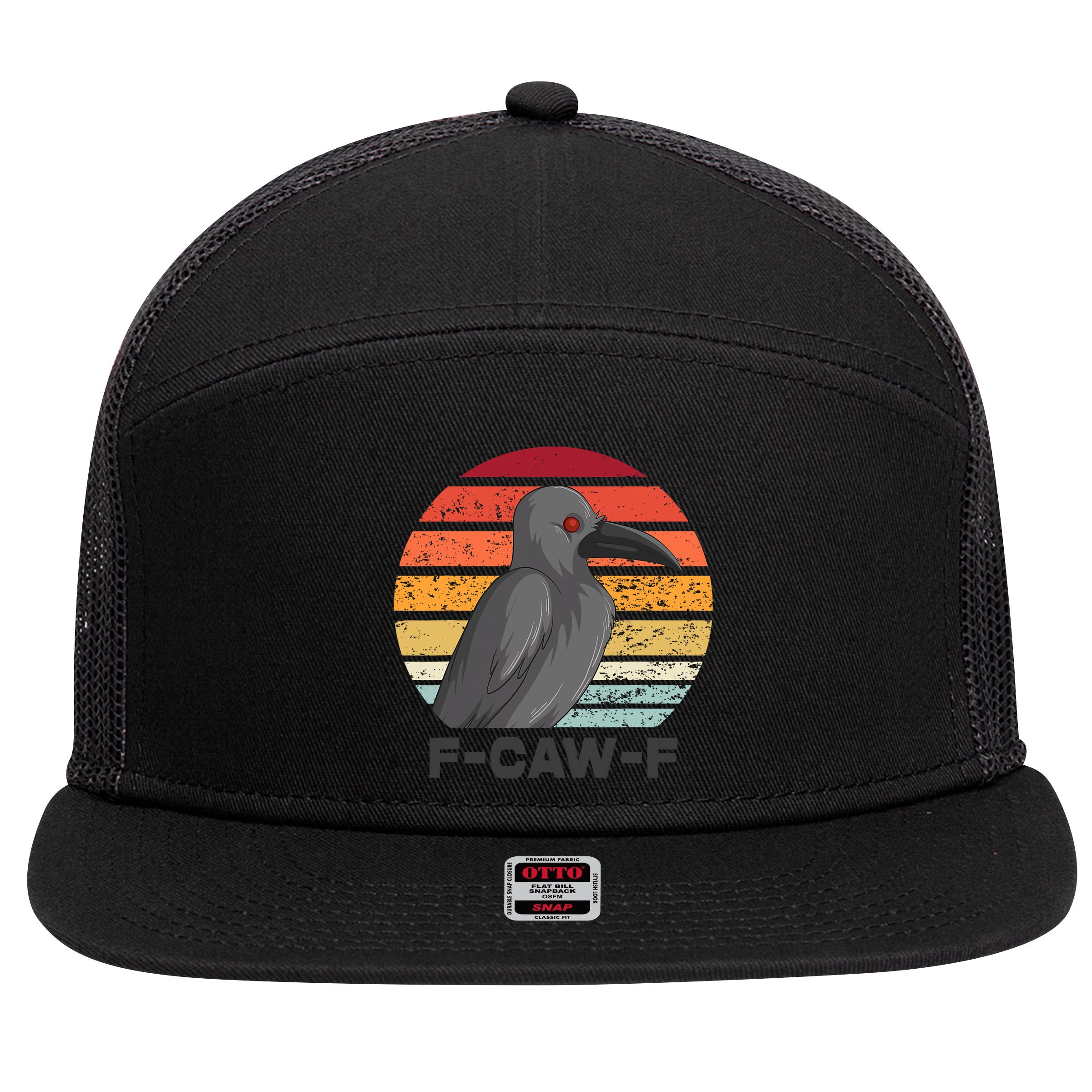 Funny F-Caw-F Crow Bird 7 Panel Mesh Trucker Snapback Hat