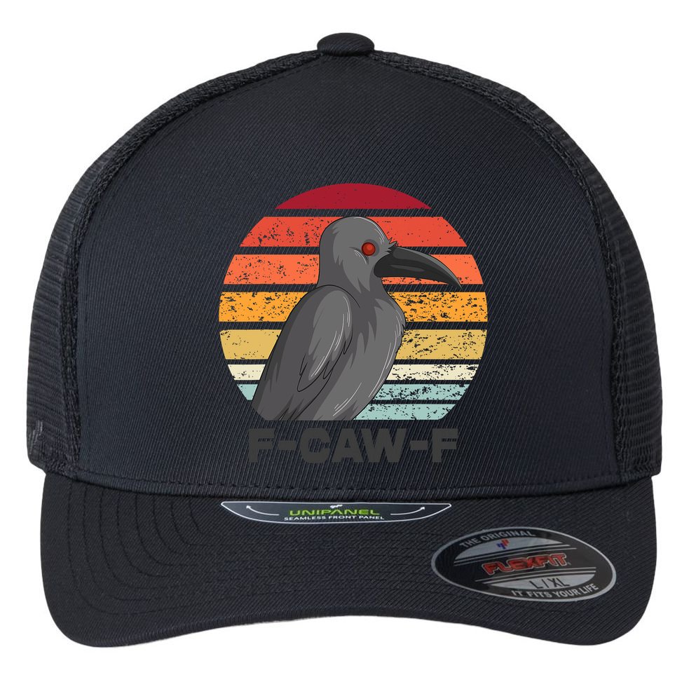Funny F-Caw-F Crow Bird Flexfit Unipanel Trucker Cap