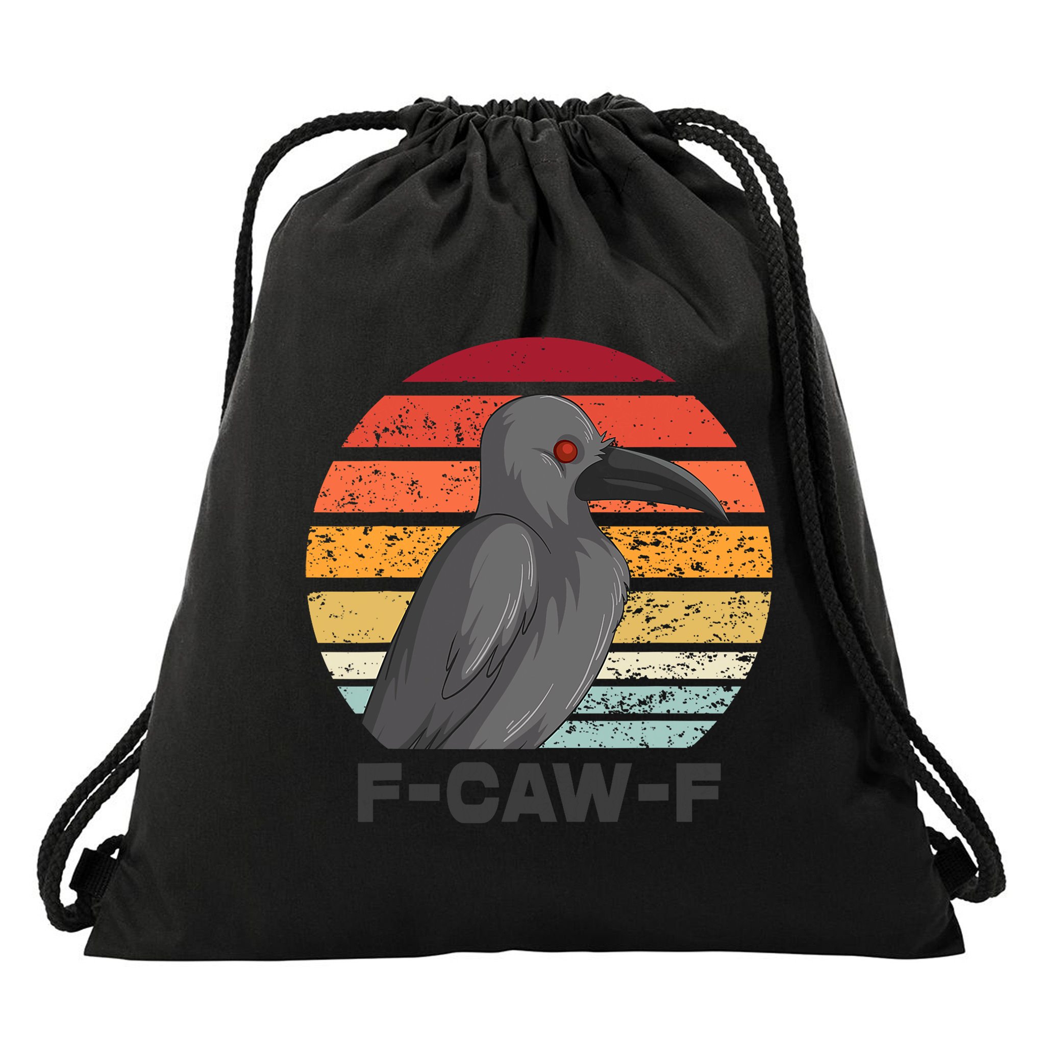 Funny F-Caw-F Crow Bird Drawstring Bag